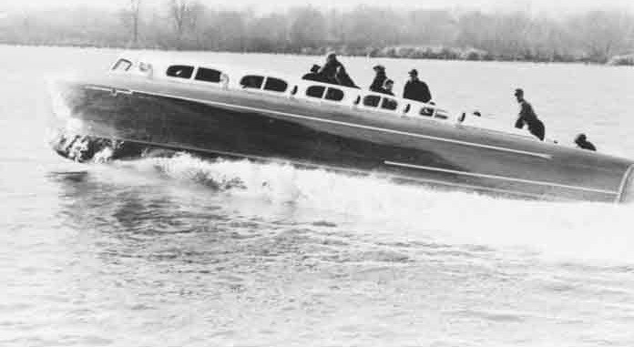 Thunderbird running at speed, mid-century